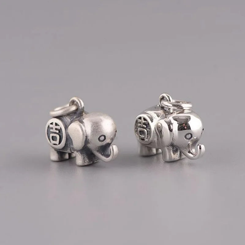 S925 Sterling Silver Elephant Pendant Men Women Thai Silver Gift