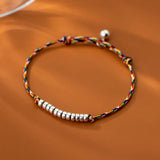 925 Sterling Silver Bead Ring Rope Bracelet Women Fine Jewelry