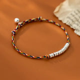 925 Sterling Silver Bead Ring Rope Bracelet Women Fine Jewelry