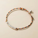 925 Sterling Silver Bead Ring Rope Bracelet Women Fine Jewelry