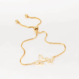 Sterling Silver Butterfly Bracelet Zircon Adjustable Plated Women's Jewelry