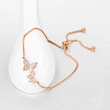 Sterling Silver Butterfly Bracelet Zircon Adjustable Plated Women's Jewelry