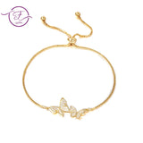 Sterling Silver Butterfly Bracelet Zircon Adjustable Plated Women's Jewelry