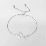 Sterling Silver Butterfly Bracelet Zircon Adjustable Plated Women's Jewelry