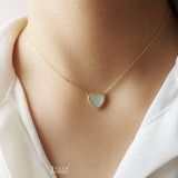 Heart Shaped Mother-of-Pearl Necklace, 925 Sterling Silver