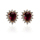 S925 Silver Plated 18K Earrings Inlaid Ruby Earrings