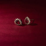S925 Silver Plated 18K Earrings Inlaid Ruby Earrings