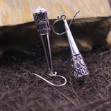 S925 Thai Silver Hand Carved Woodwork Eardrop