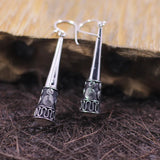 S925 Thai Silver Hand Carved Woodwork Eardrop