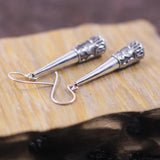 S925 Thai Silver Hand Carved Woodwork Eardrop
