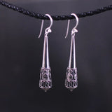 S925 Thai Silver Hand Carved Woodwork Eardrop