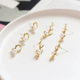 S925 Tremella Nail Pearl Twig Shape Earrings Accessories