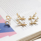 S925 Tremella Nail Pearl Twig Shape Earrings Accessories