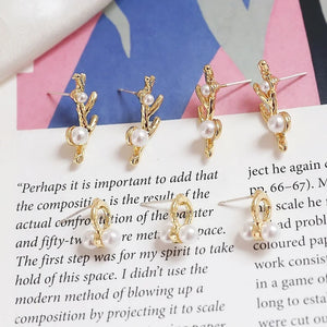 S925 Tremella Nail Pearl Twig Shape Earrings Accessories