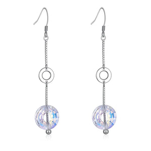 S925 Sterling Silver Crystal Drop Earrings for Evening Party