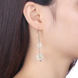 S925 Sterling Silver Crystal Drop Earrings for Evening Party