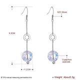 S925 Sterling Silver Crystal Drop Earrings for Evening Party