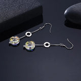 S925 Sterling Silver Crystal Drop Earrings for Evening Party