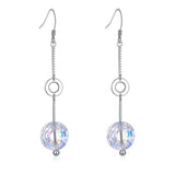 S925 Sterling Silver Crystal Drop Earrings for Evening Party