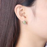 S925 Green Crystal Sterling Silver Stud Earrings