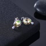 S925 Green Crystal Sterling Silver Stud Earrings
