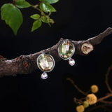 S925 Green Crystal Sterling Silver Stud Earrings