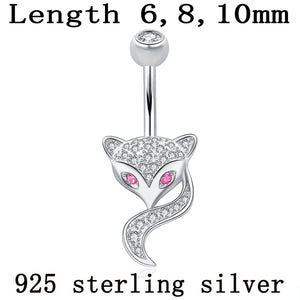 S925 Animal Head Belly Button Ring 925 Sterling Silver Navel Ring