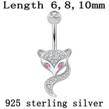 S925 Animal Head Belly Button Ring 925 Sterling Silver Navel Ring