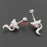 S925 Animal Head Belly Button Ring 925 Sterling Silver Navel Ring