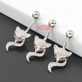 S925 Animal Head Belly Button Ring 925 Sterling Silver Navel Ring