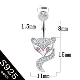 S925 Animal Head Belly Button Ring 925 Sterling Silver Navel Ring