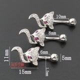 S925 Animal Head Belly Button Ring 925 Sterling Silver Navel Ring