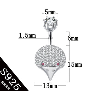 925 Silver Bird Head Belly Button Ring with Zircon Stones