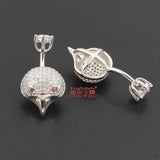 925 Silver Bird Head Belly Button Ring with Zircon Stones