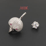 925 Silver Bird Head Belly Button Ring with Zircon Stones