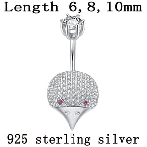 925 Silver Bird Head Belly Button Ring with Zircon Stones