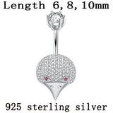 925 Silver Bird Head Belly Button Ring with Zircon Stones