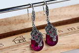 S925 Intime Silver Ruby Red Corundum Earrings Anti Allergy