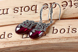 S925 Intime Silver Ruby Red Corundum Earrings Anti Allergy