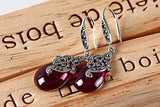 S925 Intime Silver Ruby Red Corundum Earrings Anti Allergy