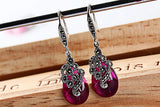 S925 Intime Silver Ruby Red Corundum Earrings Anti Allergy