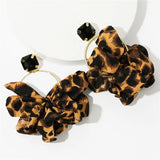 Resin Lace Leopard Flowers Earrings - Sexy Rhinestone Drop Earrings