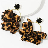Resin Lace Leopard Flowers Earrings - Sexy Rhinestone Drop Earrings