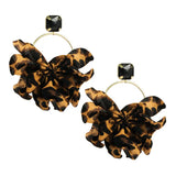 Resin Lace Leopard Flowers Earrings - Sexy Rhinestone Drop Earrings