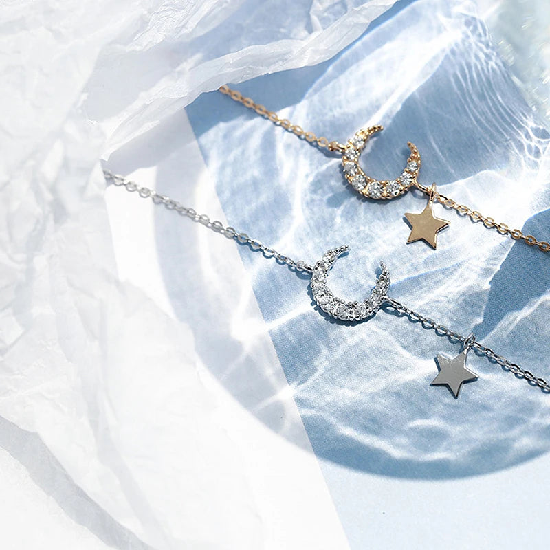 Moon Star Bracelet 925 Plated with 14K, Women's Temperament