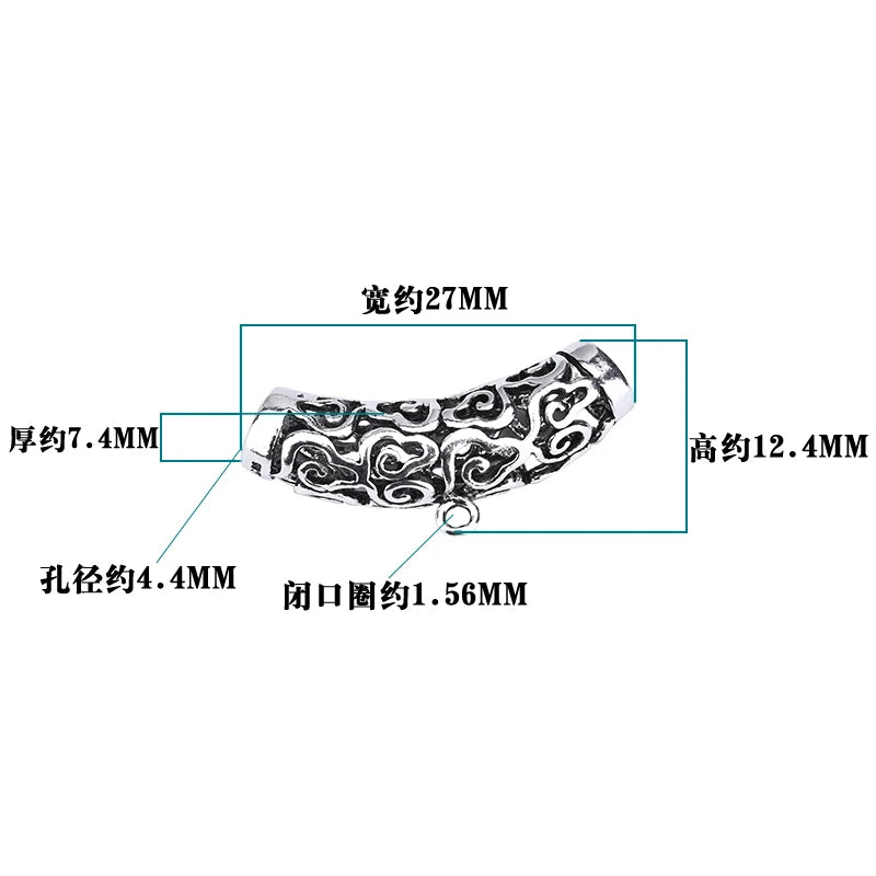S925 Pure Silver Xiangyun Hollow Pipe Bracelet DIY Beads Jewelry Accessories