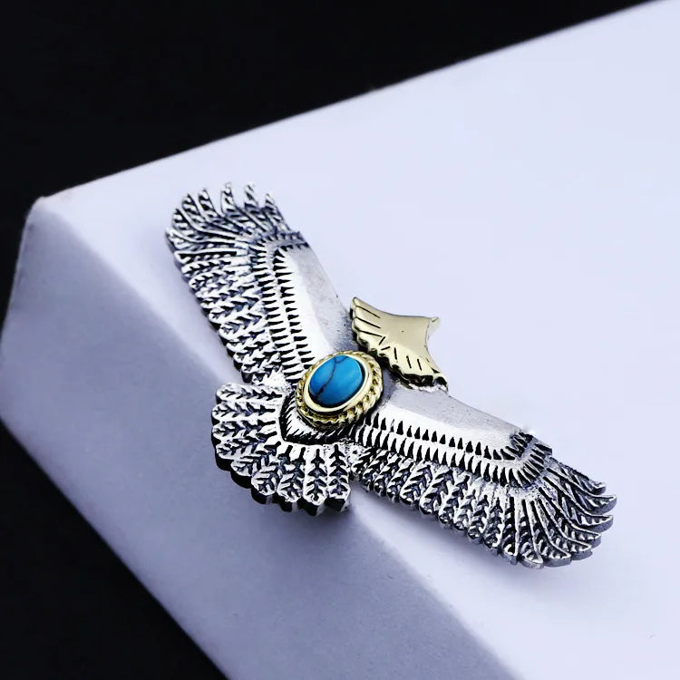 S925 Silver Eagle Locket Pendant Mini Men Women Takahashi Feathers