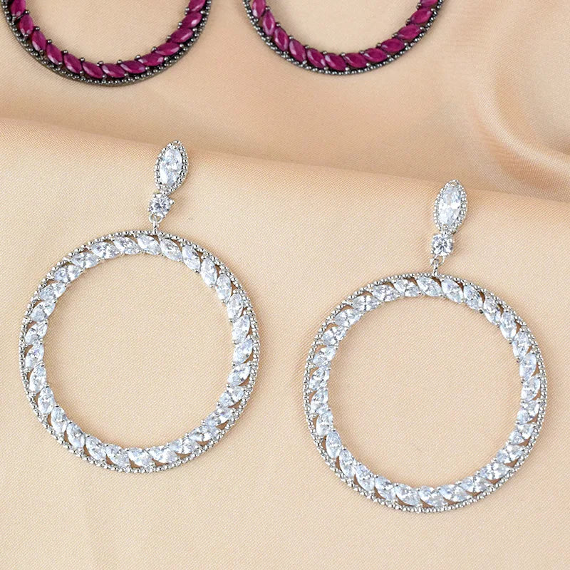 S925 Pure Silver Lady Earrings Sweet Style Ring Earrings