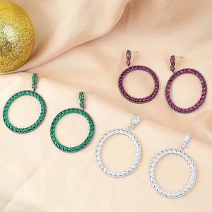 S925 Pure Silver Lady Earrings Sweet Style Ring Earrings
