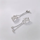 S925 Pure Silver Matte Antique Butterfly Tassels Eardrop Retro Earrings